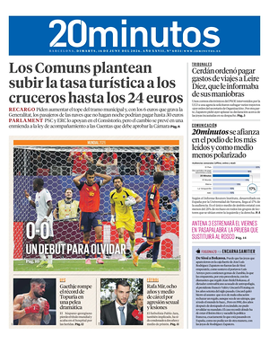 Prima pagina 20 Minutos Barcelona di oggi - Quotidiano regional