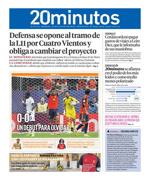 Prima pagina 20 Minutos Madrid di oggi - Quotidiano nacional