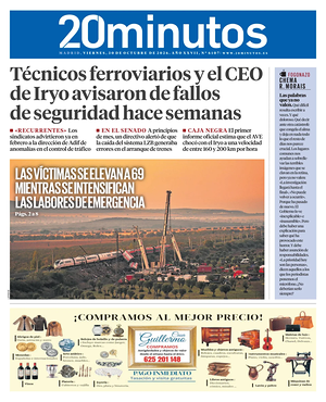 Prima pagina 20 Minutos Madrid di oggi - Quotidiano nacional