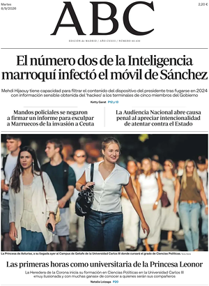 Prima pagina ABC di oggi - Quotidiano estero