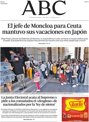 Prima pagina ABC di oggi - Quotidiano estero