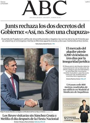 Prima pagina ABC di oggi - Quotidiano estero