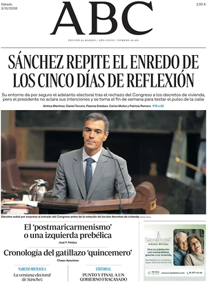 Prima pagina ABC di oggi - Quotidiano estero