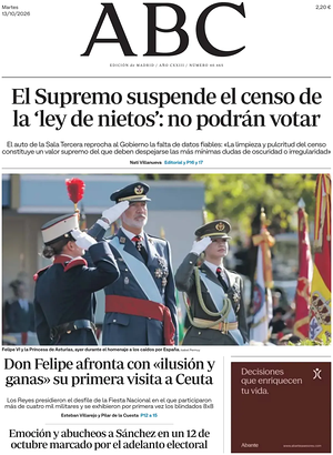 Prima pagina ABC di oggi - Quotidiano estero
