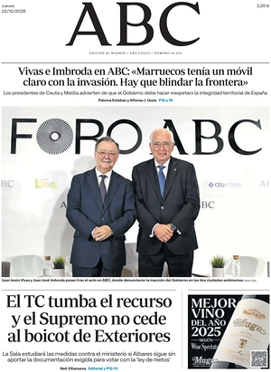 Prima pagina ABC di oggi - Quotidiano estero