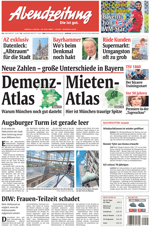 Titelseite von Abendzeitung München heute - Regionale Zeitungen