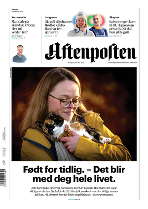 Prima pagina Aftenposten di oggi - Quotidiano estero