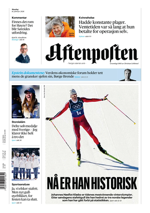 Prima pagina Aftenposten di oggi - Quotidiano estero