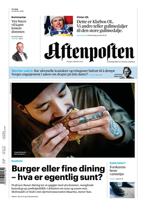 Prima pagina Aftenposten di oggi - Quotidiano estero