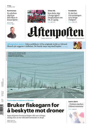Prima pagina Aftenposten di oggi - Quotidiano estero
