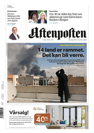 Prima pagina Aftenposten di oggi - Quotidiano estero