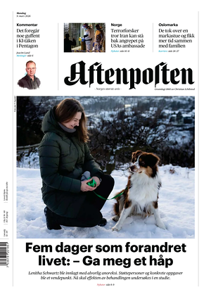 Prima pagina Aftenposten di oggi - Quotidiano estero