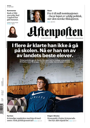 Prima pagina Aftenposten di oggi - Quotidiano estero
