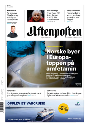 Prima pagina Aftenposten di oggi - Quotidiano estero