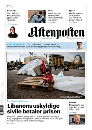 Prima pagina Aftenposten di oggi - Quotidiano estero