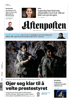 Prima pagina Aftenposten di oggi - Quotidiano estero