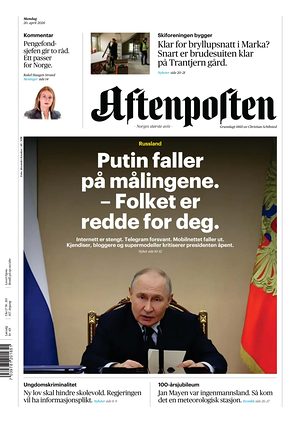 Prima pagina Aftenposten di oggi - Quotidiano estero