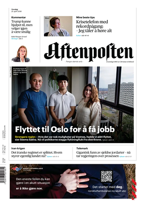 Prima pagina Aftenposten di oggi - Quotidiano estero