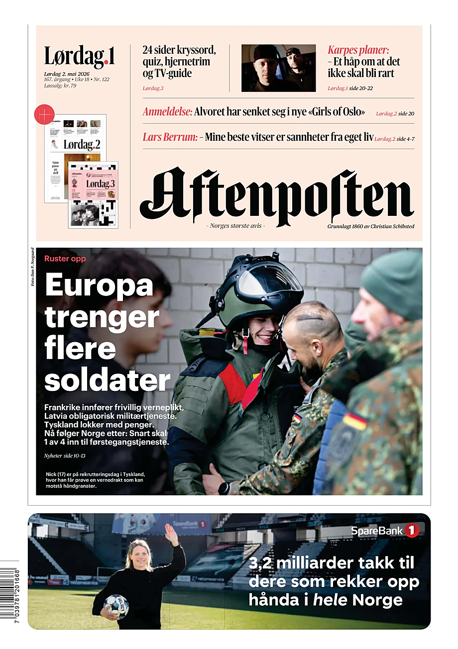 Portada Aftenposten de hoy - Quiosco 2 mayo 2026