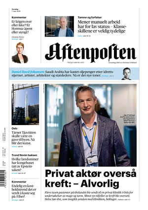 Prima pagina Aftenposten di oggi - Quotidiano estero