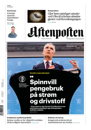 Prima pagina Aftenposten di oggi - Quotidiano estero
