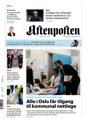 Prima pagina Aftenposten di oggi - Quotidiano estero