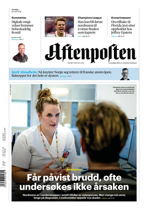Prima pagina Aftenposten di oggi - Quotidiano estero
