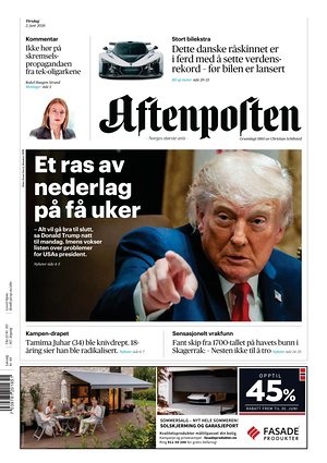 Prima pagina Aftenposten di oggi - Quotidiano estero