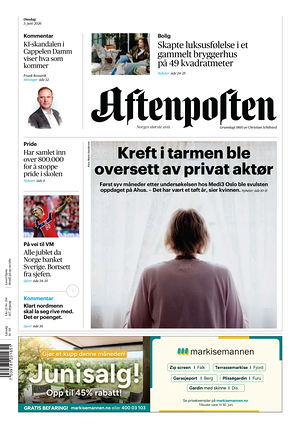 Prima pagina Aftenposten di oggi - Quotidiano estero