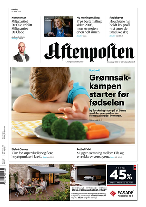 Prima pagina Aftenposten di oggi - Quotidiano estero