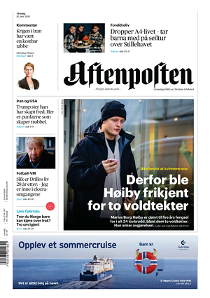 Prima pagina Aftenposten di oggi - Quotidiano estero