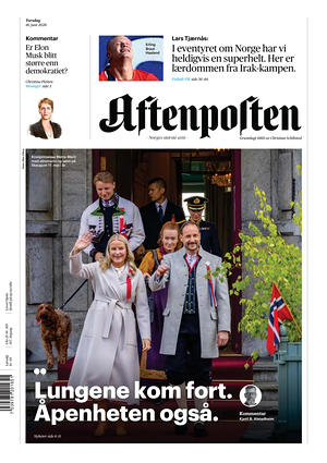 Prima pagina Aftenposten di oggi - Quotidiano estero