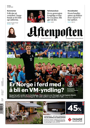 Prima pagina Aftenposten di oggi - Quotidiano estero