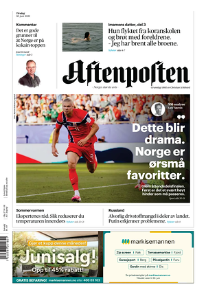 Prima pagina Aftenposten di oggi - Quotidiano estero
