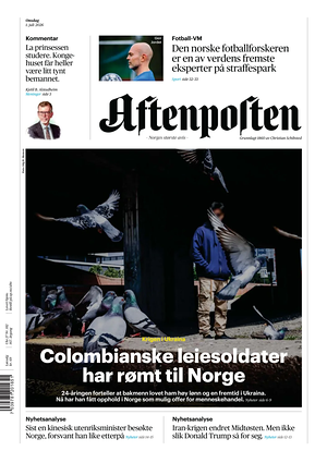 Prima pagina Aftenposten di oggi - Quotidiano estero