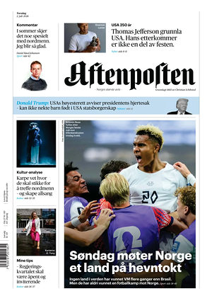 Prima pagina Aftenposten di oggi - Quotidiano estero