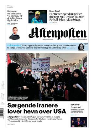Prima pagina Aftenposten di oggi - Quotidiano estero