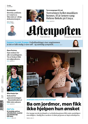 Prima pagina Aftenposten di oggi - Quotidiano estero