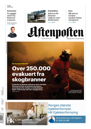 Prima pagina Aftenposten di oggi - Quotidiano estero