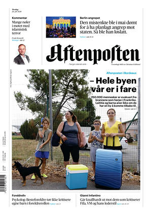 Prima pagina Aftenposten di oggi - Quotidiano estero