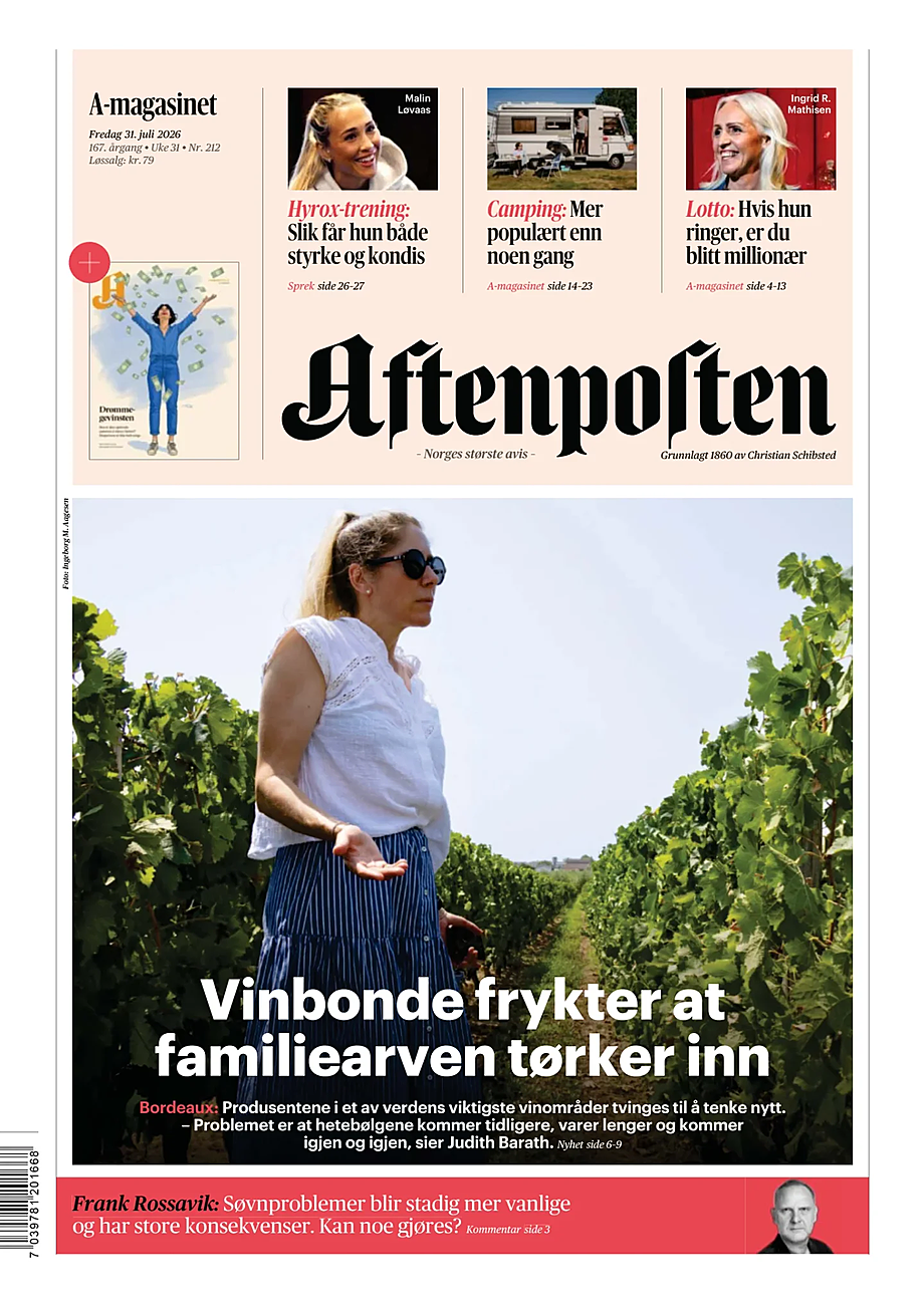 Portada Aftenposten de hoy - Quiosco 31 julio 2026