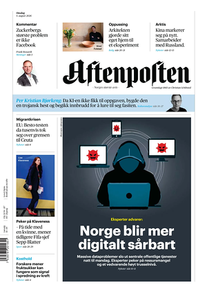 Prima pagina Aftenposten di oggi - Quotidiano estero
