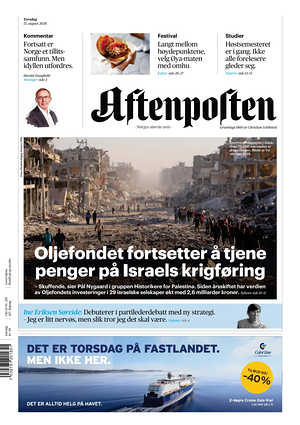 Prima pagina Aftenposten di oggi - Quotidiano estero