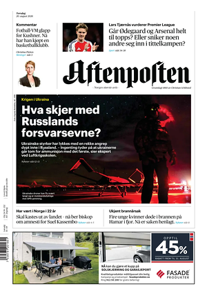 Prima pagina Aftenposten di oggi - Quotidiano estero