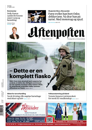 Prima pagina Aftenposten di oggi - Quotidiano estero
