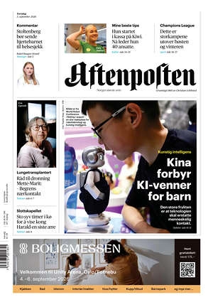 Prima pagina Aftenposten di oggi - Quotidiano estero