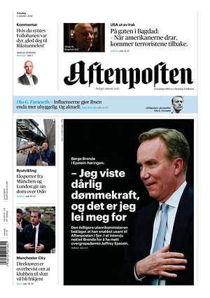 Prima pagina Aftenposten di oggi - Quotidiano estero