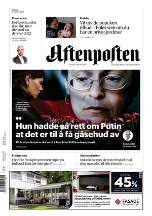 Prima pagina Aftenposten di oggi - Quotidiano estero