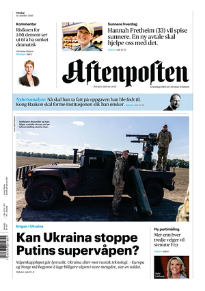 Prima pagina Aftenposten di oggi - Quotidiano estero