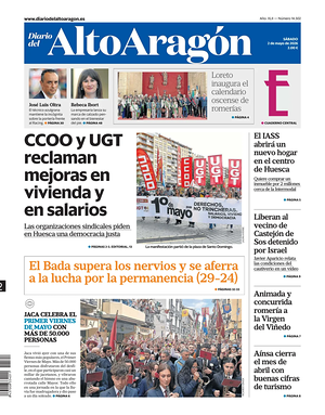 Portada Diario del Alto Aragón de hoy - Periódico regional